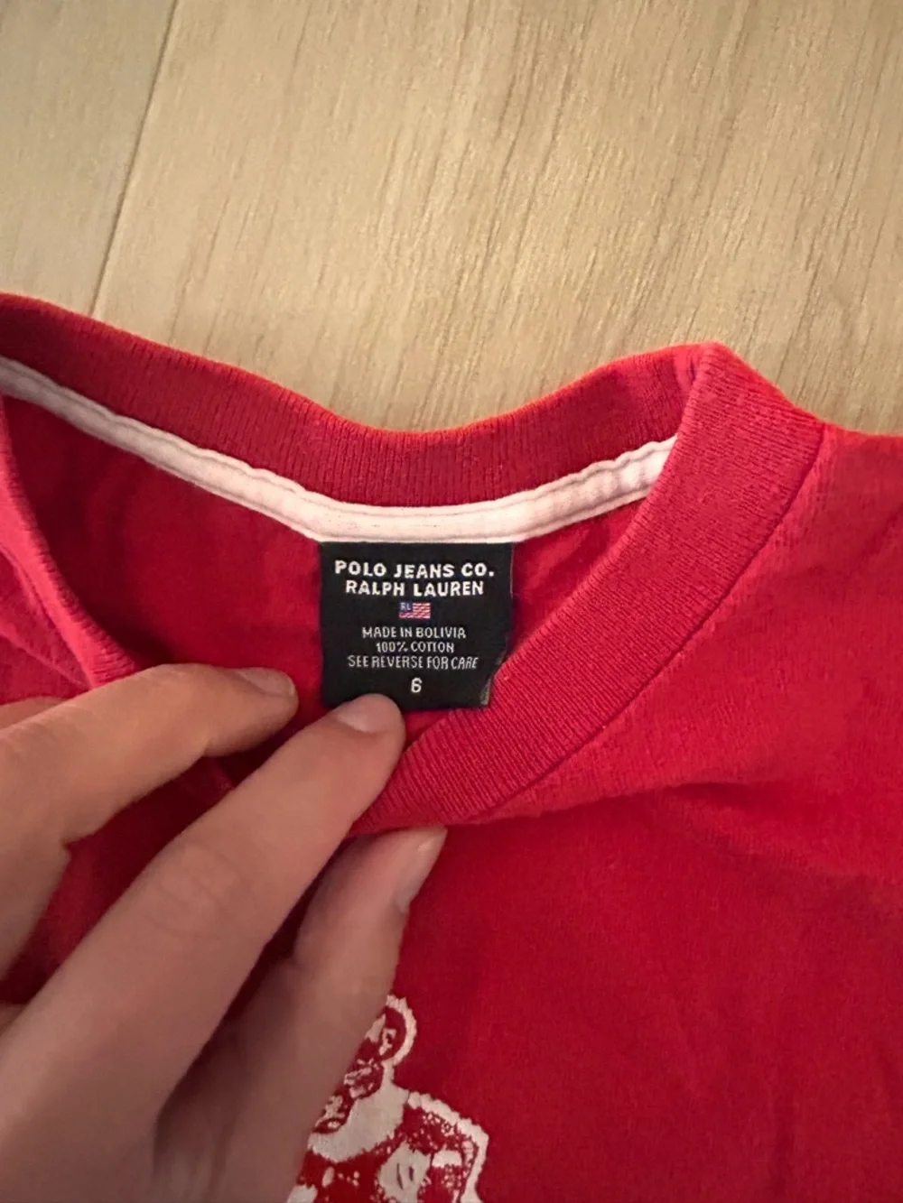 Ralph Lauren Polo Jeans Co. Kids' Red Long Sleeve Tee size 6 youth vintage
